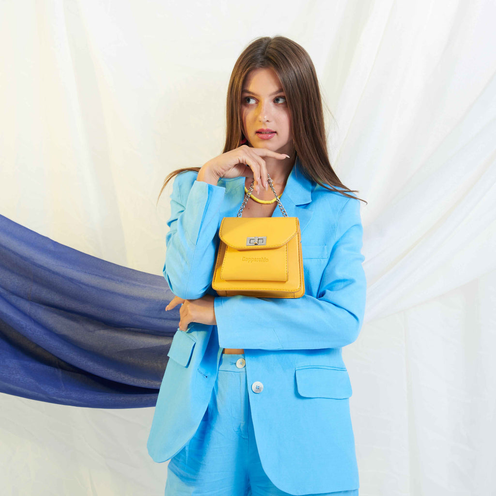 CHAIN / COLORFUL STRAP BAG YELLOW - Copperchio
