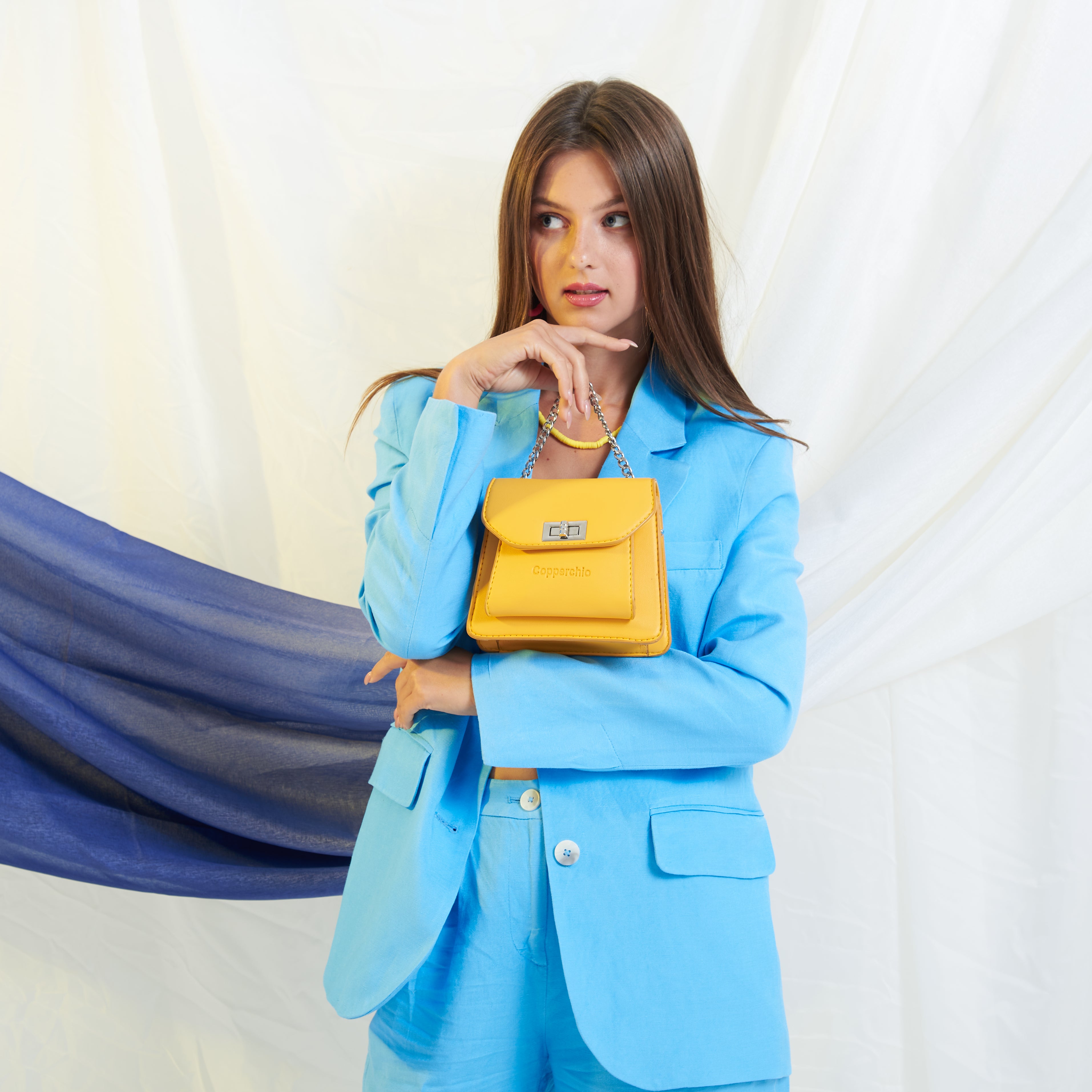 CHAIN / COLORFUL STRAP BAG YELLOW