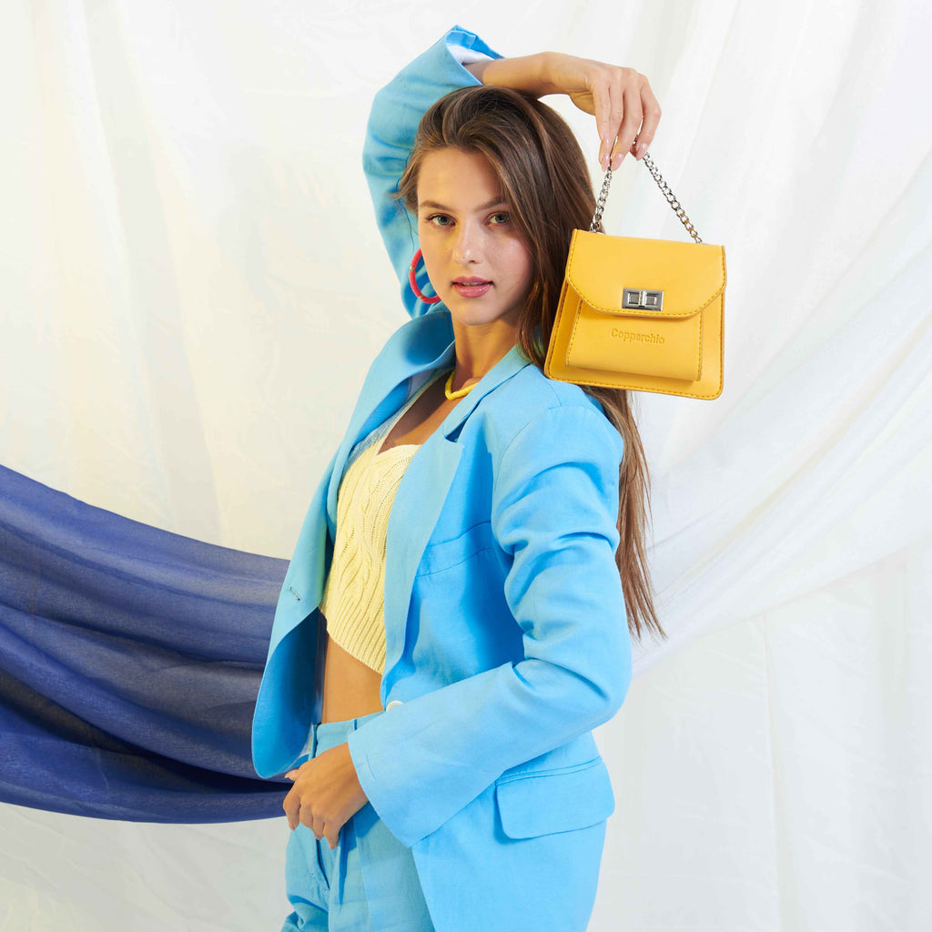 CHAIN / COLORFUL STRAP BAG YELLOW - Copperchio
