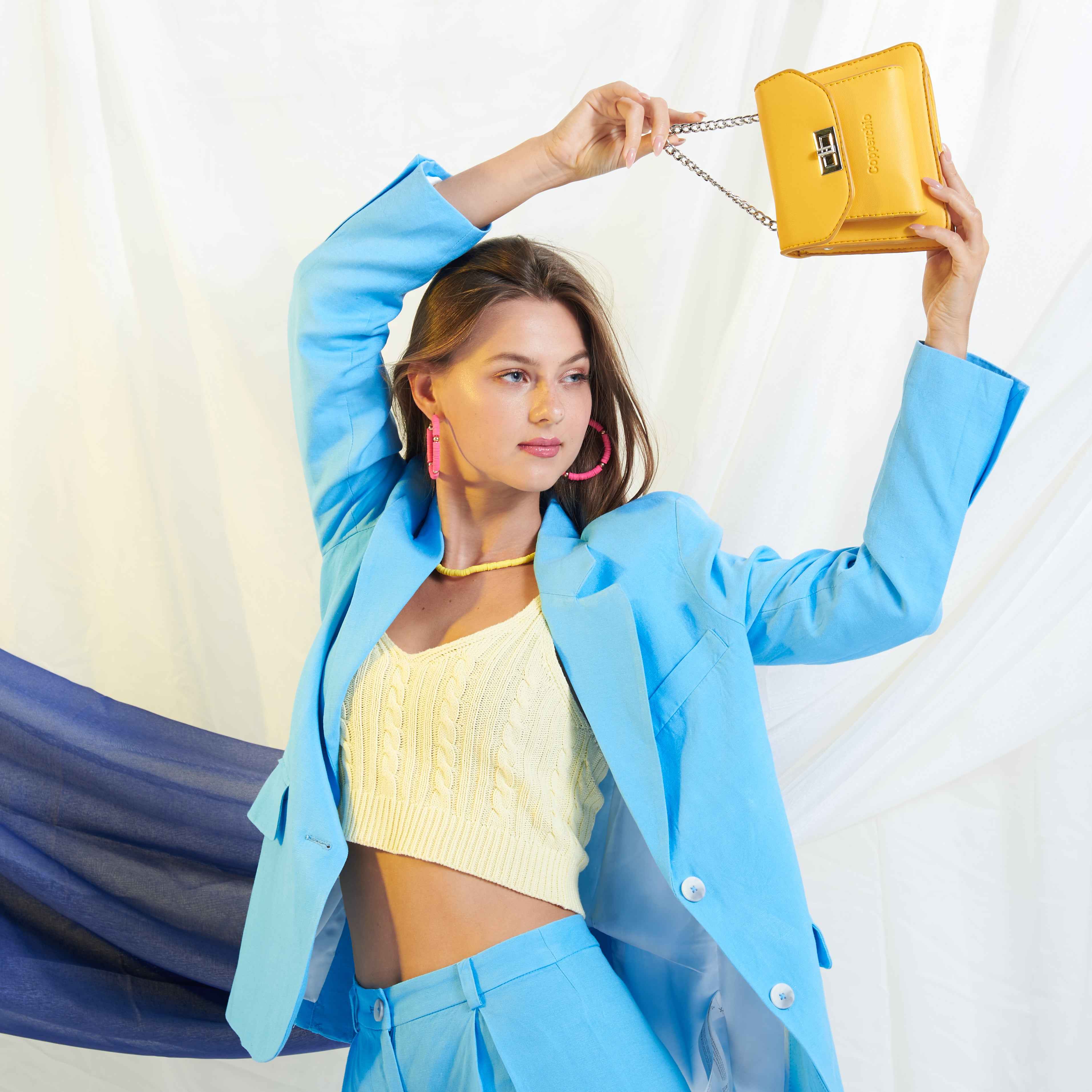 CHAIN / COLORFUL STRAP BAG YELLOW - Copperchio