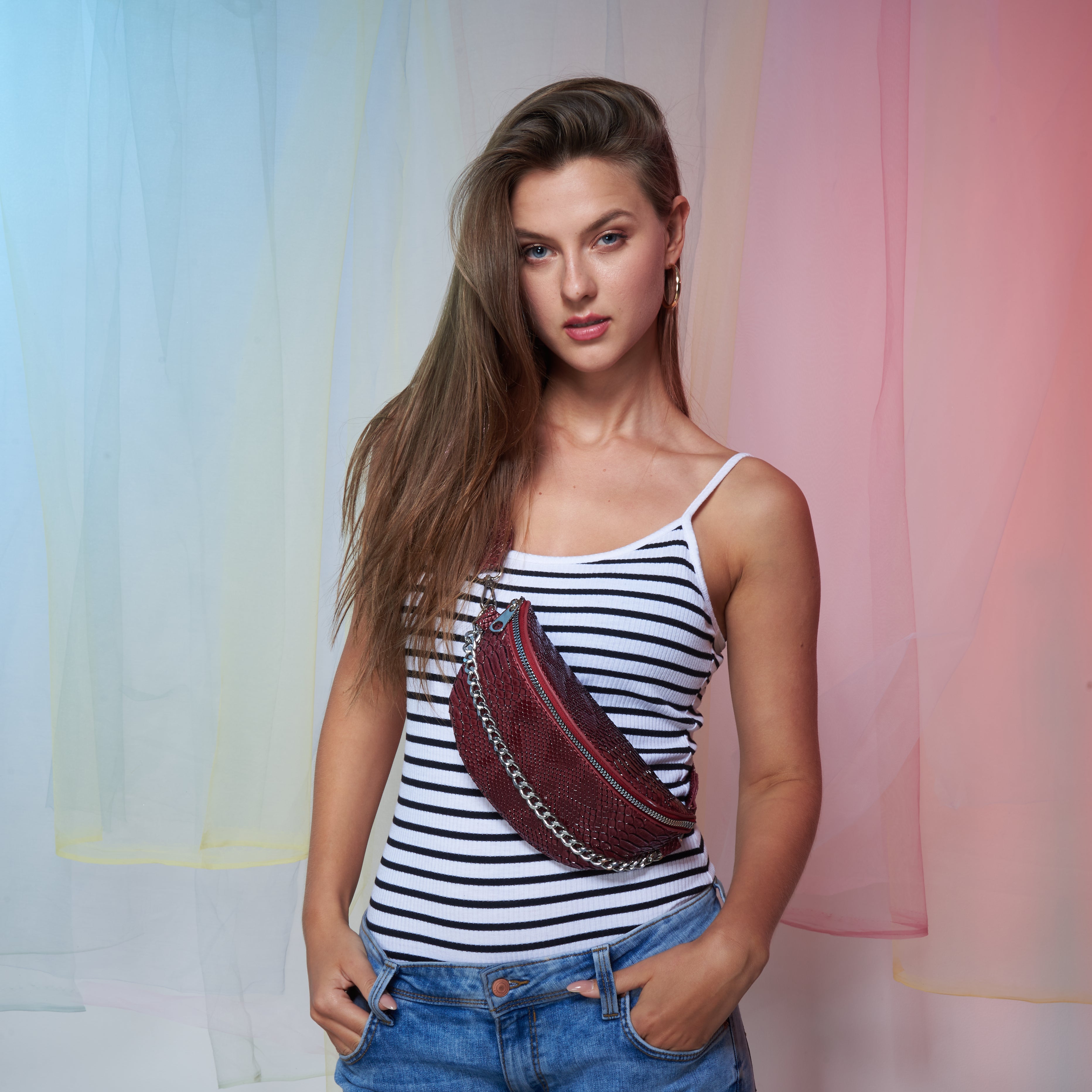 SNACK LEATHER FANNYPACK DARK RED