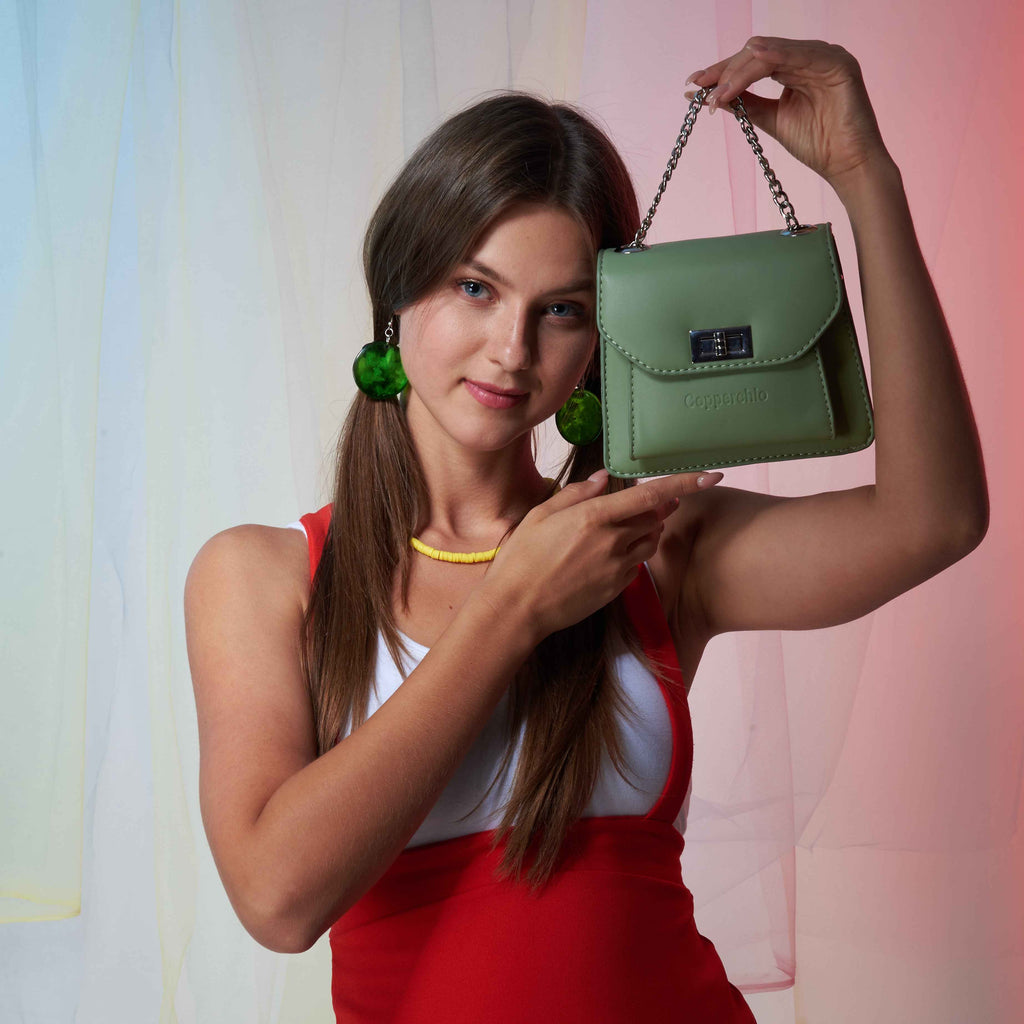 CHAIN / COLORFUL STRAP BAG PISTACHIO - Copperchio
