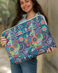 Green Doodles Laptop Sleeve - Copperchio