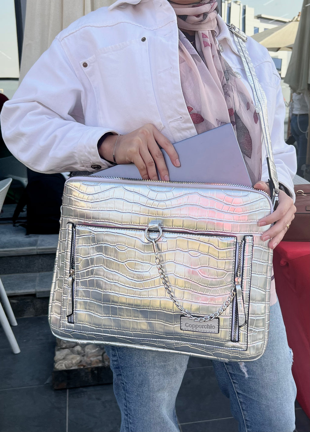 Silver Laptop bag