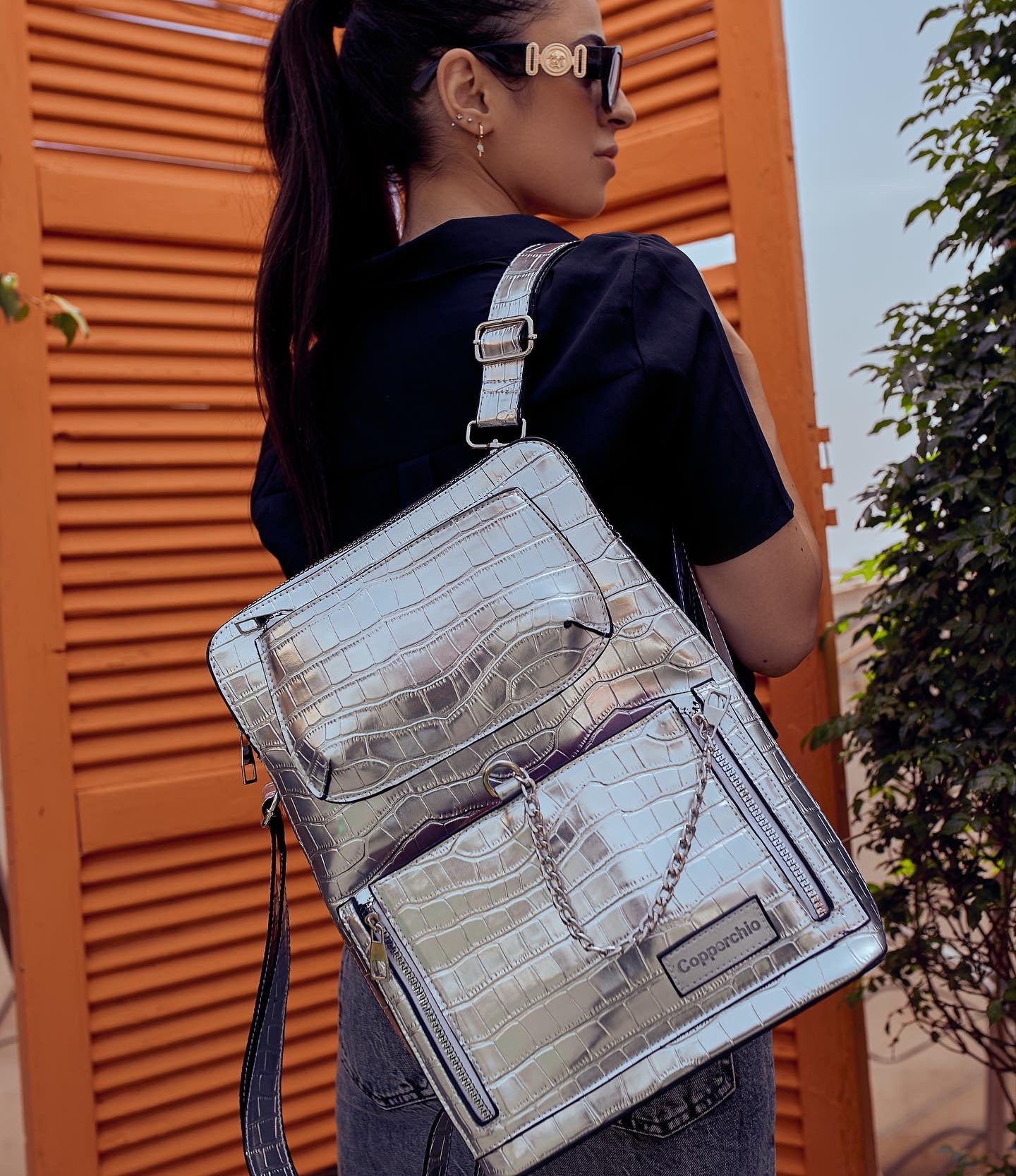 Silver Laptop backpack