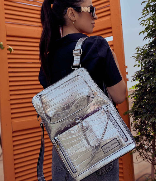 Silver Laptop backpack - Copperchio