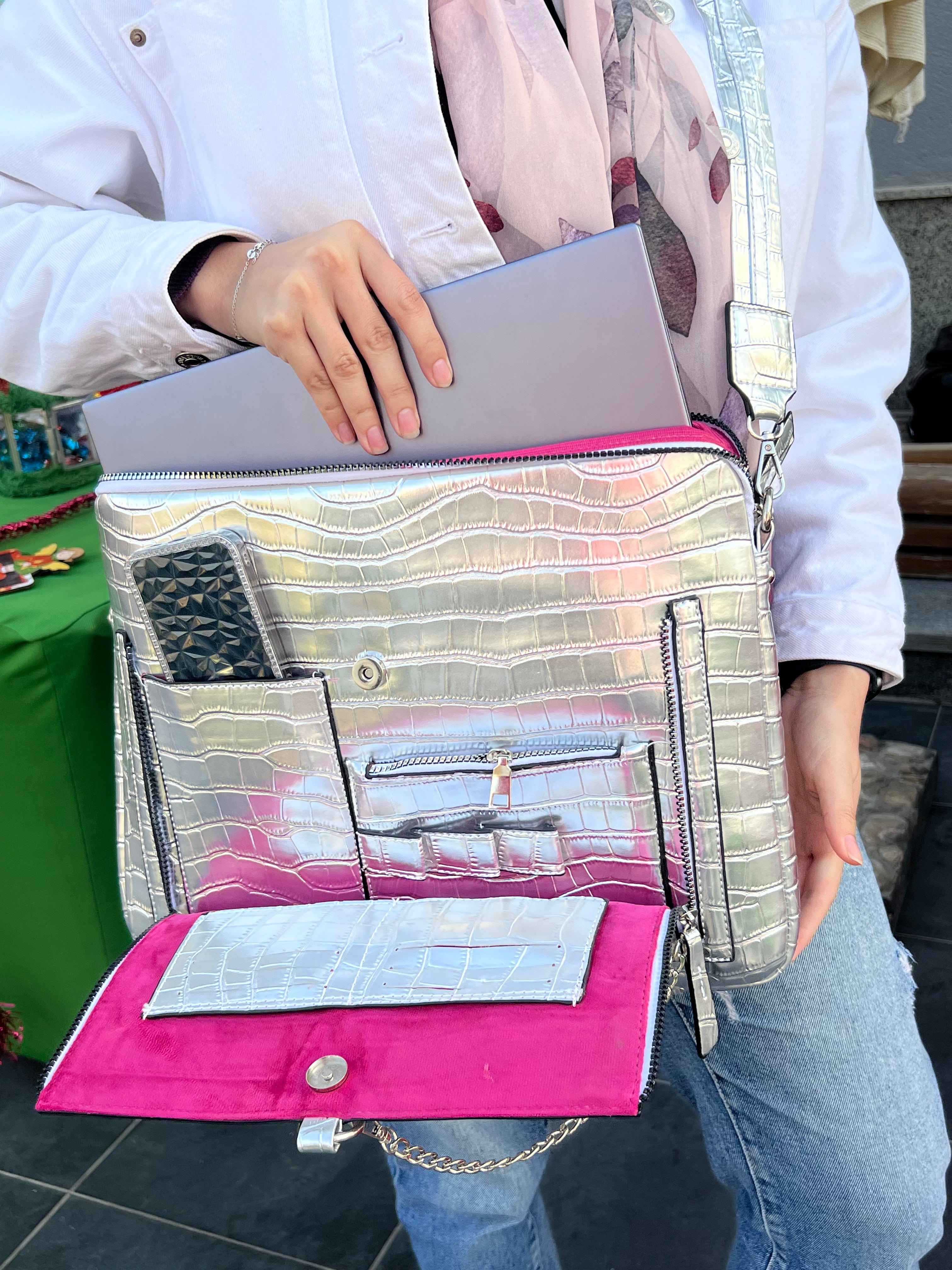 Silver Laptop bag